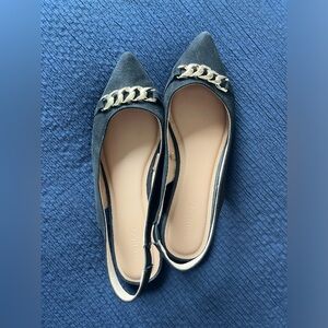 Pointed Black Ballet Sling Backs